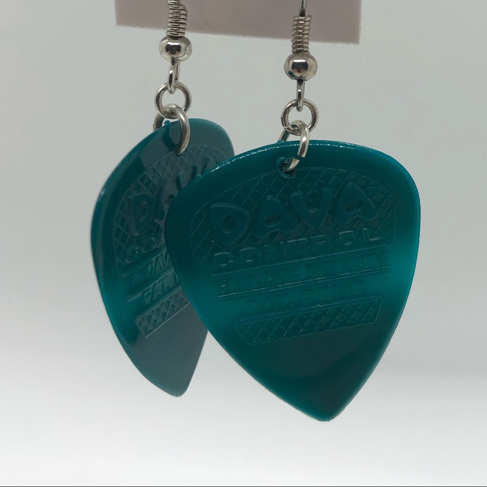 Dark Green guitar pick earrings